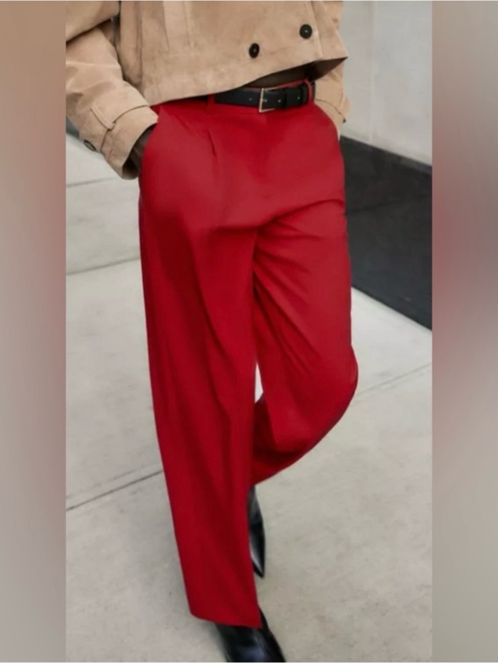 NWOT Zara Straight Leg Belted Pants Size Large.